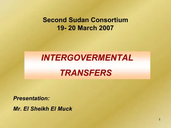 Second Sudan Consortium 19- 20 March 2007