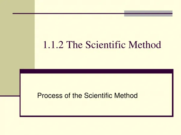 1.1.2 The Scientific Method