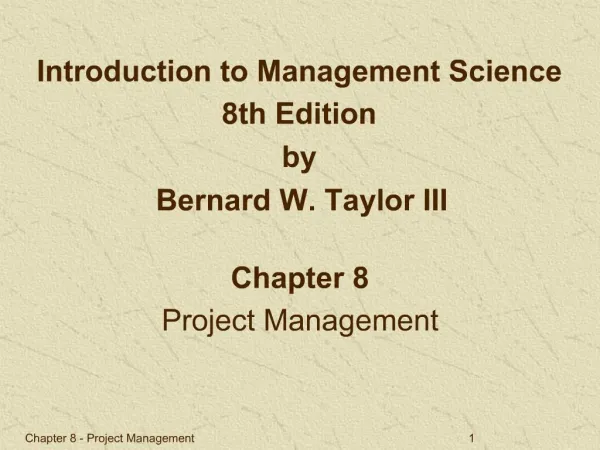 Chapter 8 - Project Management