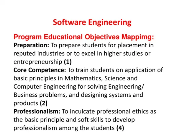 Software Engineering Program Educational Objectives Mappimg: