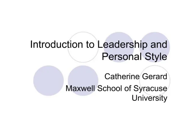 Introduction to Leadership and Personal Style