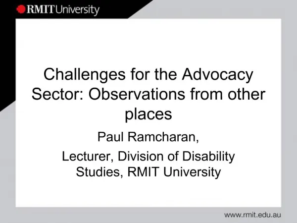 Challenges for the Advocacy Sector: Observations from other places