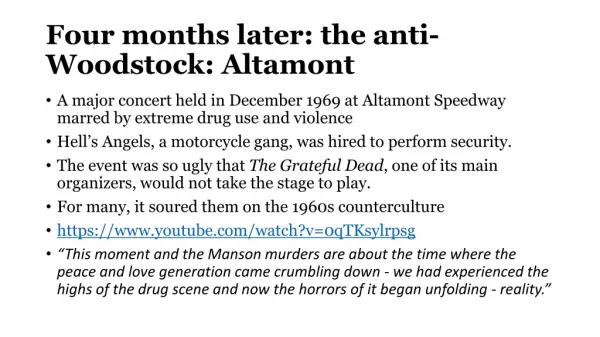 Four months later: the anti-Woodstock: Altamont