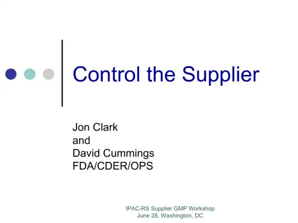 Control the Supplier