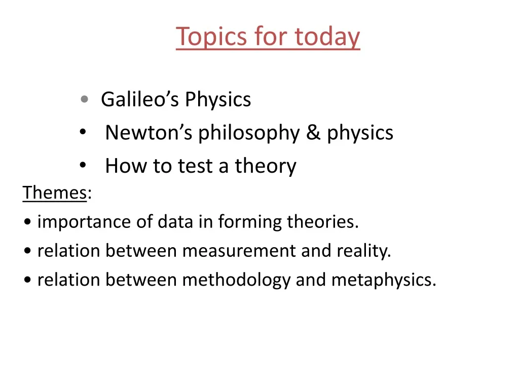 topics for today