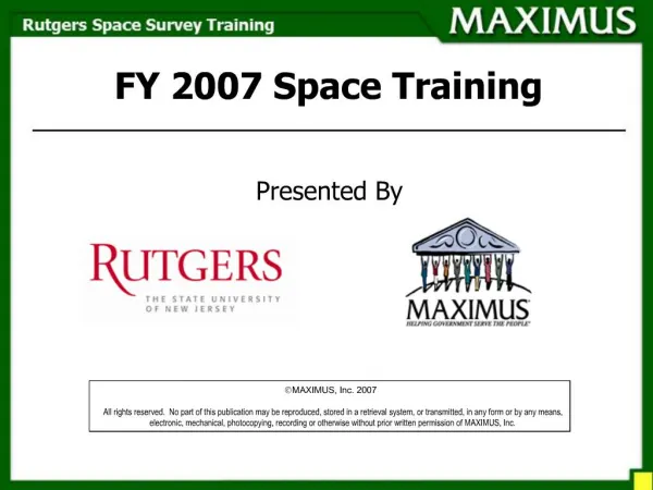 FY 2007 Space Training