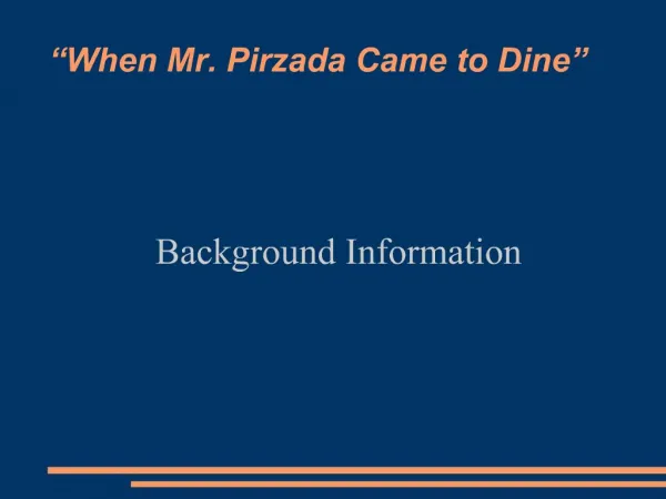 When Mr. Pirzada Came to Dine