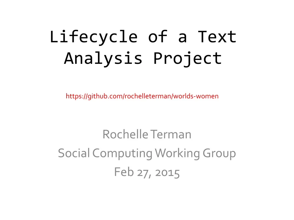 lifecycle of a text analysis project