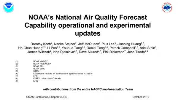 NOAA’s National Air Quality Forecast Capability operational and experimental updates
