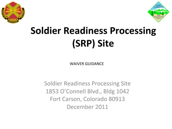 Soldier Readiness Processing SRP Site
