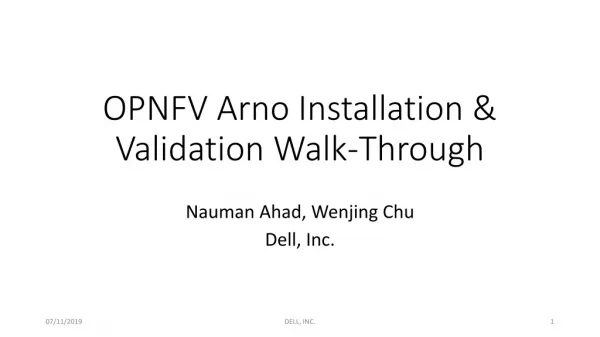 OPNFV Arno Installation &amp; Validation Walk-Through