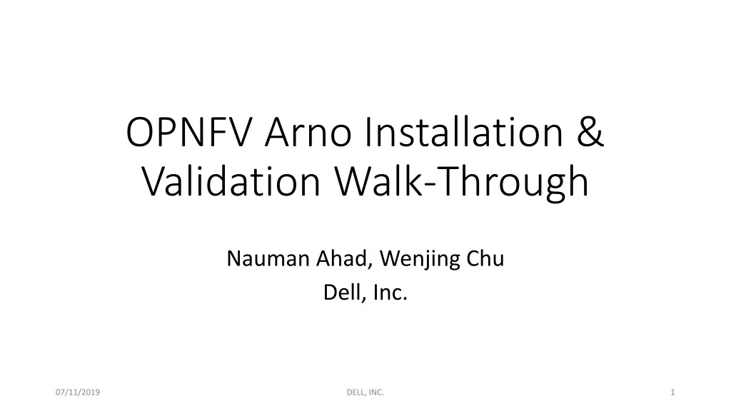 opnfv arno installation validation walk through