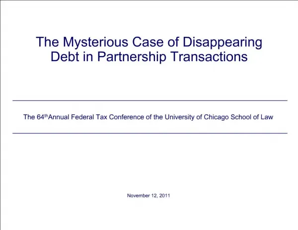 The Mysterious Case of Disappearing Debt in Partnership Transactions