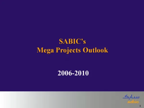 SABIC s Mega Projects Outlook