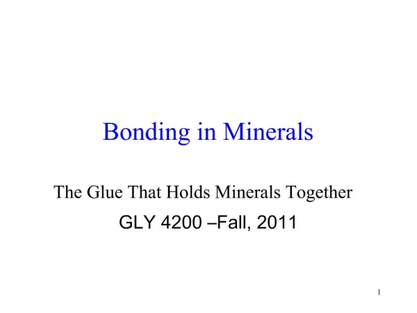 Bonding in Minerals