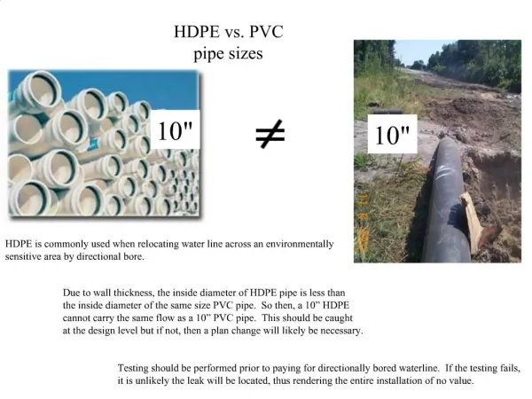HDPE vs. PVC pipe sizes