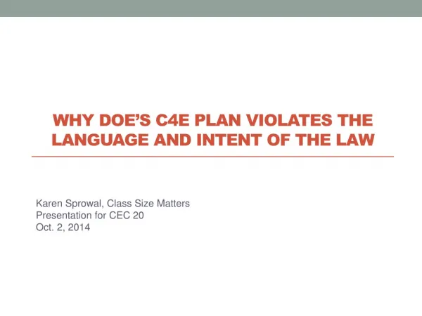 Why DOE’s C4E plan violates the language and intent of the law