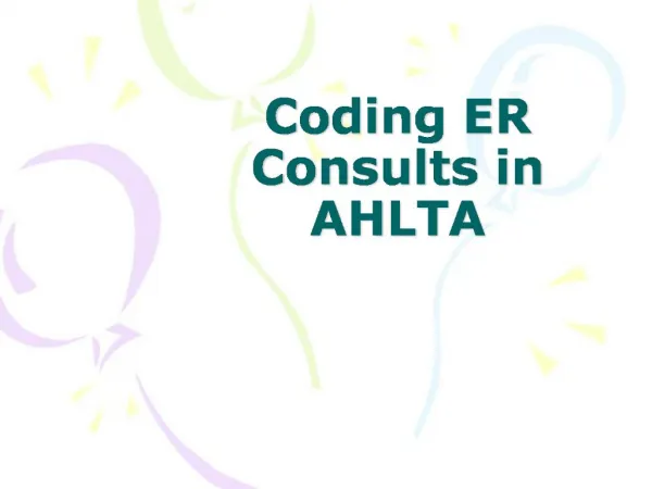 Coding ER Consults in AHLTA