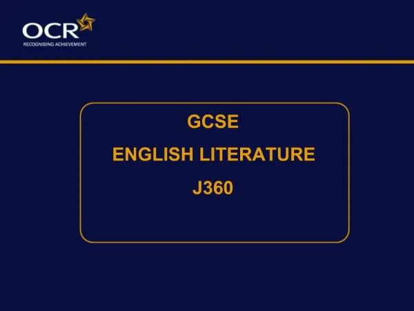 GCSE ENGLISH LITERATURE J360