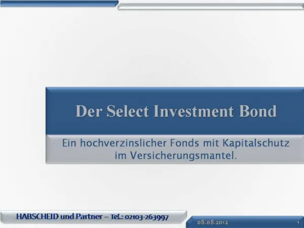 Der Select Investment Bond