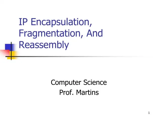 IP Encapsulation, Fragmentation, And Reassembly