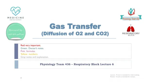 Gas Transfer (Diffusion of O2 and CO2)