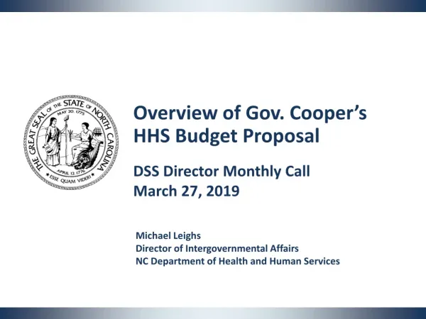 Overview of Gov. Cooper’s HHS Budget Proposal