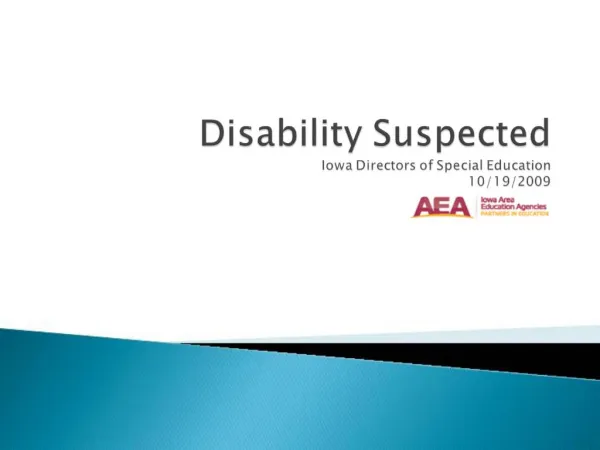 Disability Suspected Iowa Directors of Special Education 10