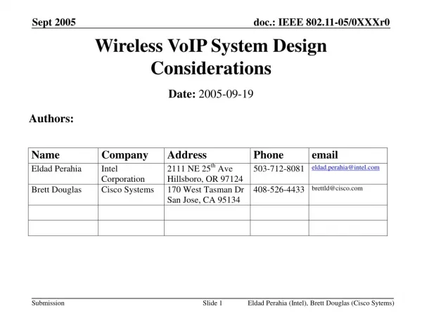 Wireless VoIP System Design Considerations