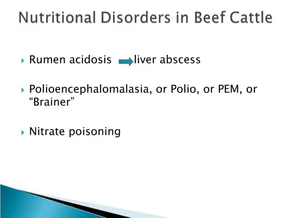Nutritional Disorders in Beef Cattle