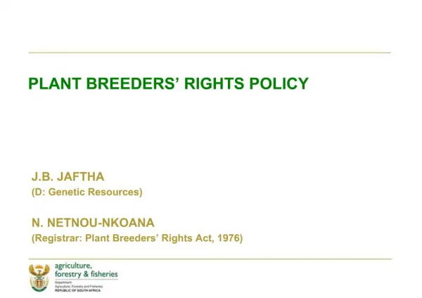 PLANT BREEDERS RIGHTS POLICY