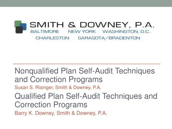 Nonqualified Plan Self-Audit Techniques and Correction Programs