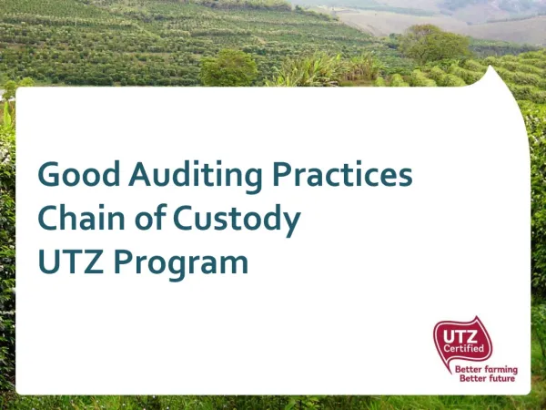 Good Auditing Practices Chain of Custody UTZ Program
