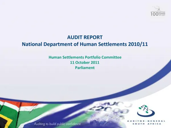 AUDIT REPORT National Department of Human Settlements 2010