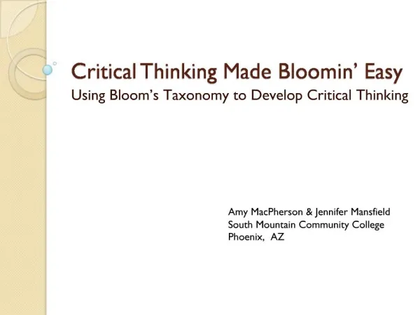 Critical Thinking Made Bloomin Easy