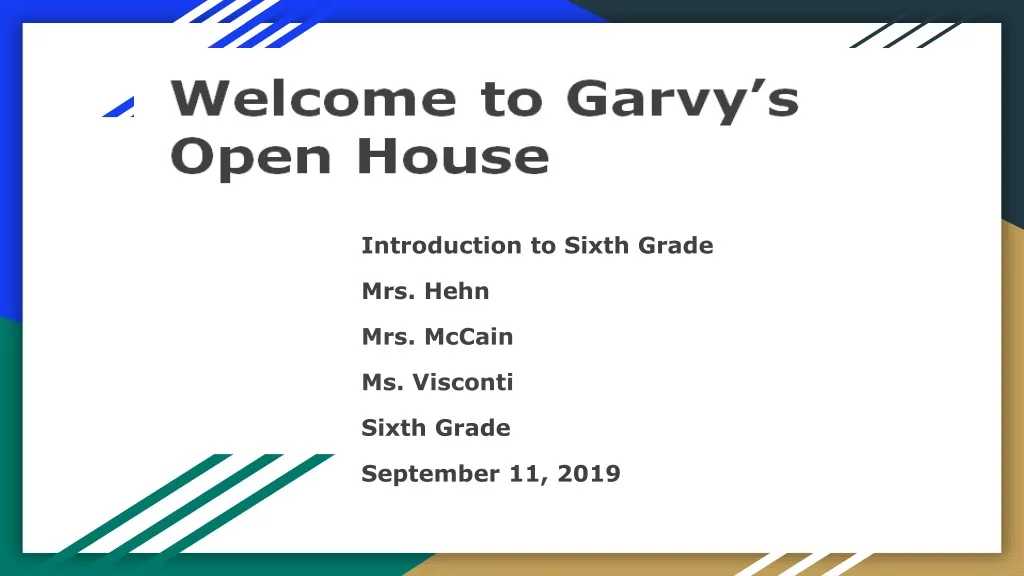 introduction to sixth grade mrs hehn mrs mccain ms visconti sixth grade september 11 2019