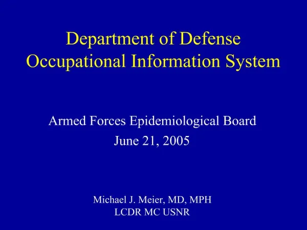 Department of Defense Occupational Information System