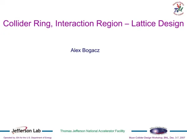 Collider Ring, Interaction Region – Lattice Design