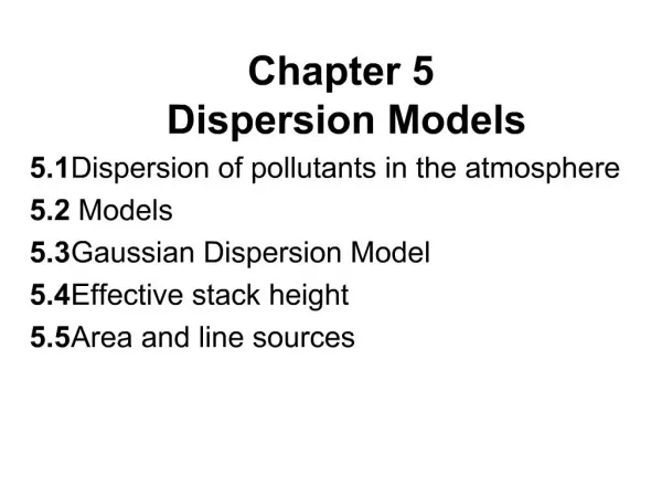 Chapter 5 Dispersion Models