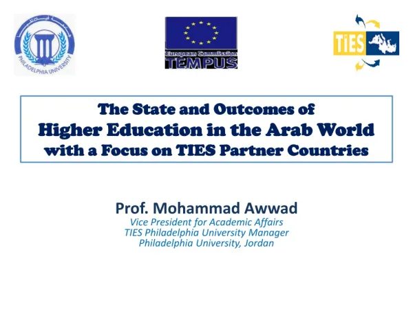 Prof. Mohammad Awwad Vice President for Academic Affairs TIES Philadelphia University Manager
