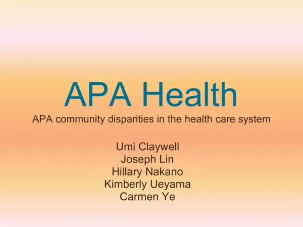 APA Health APA community disparities in the health care system