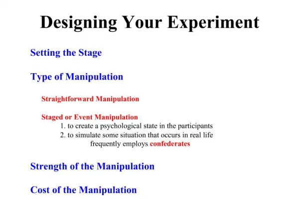 Designing Your Experiment