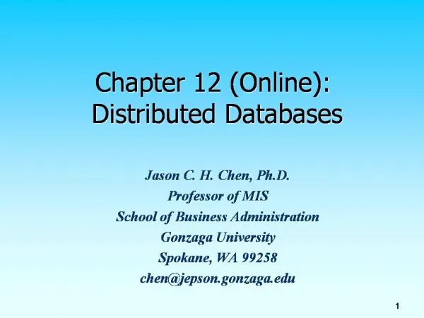 Chapter 12 Online: Distributed Databases
