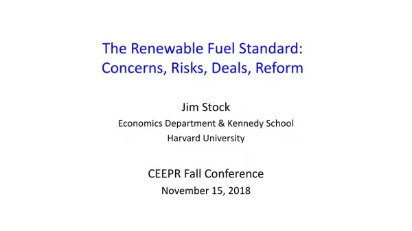 The Renewable Fuel Standard: Concerns, Risks, Deals, Reform