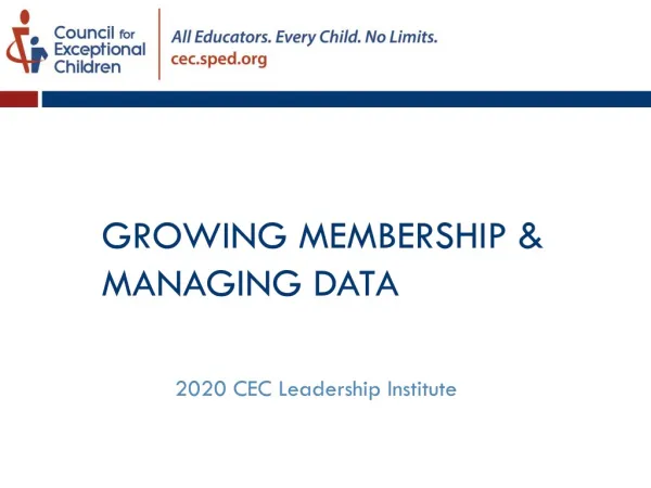 Growing Membership &amp; Managing Data