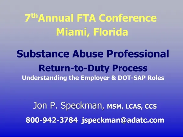 Substance Abuse Professional Return-to-Duty Process Understanding the Employer DOT-SAP Roles