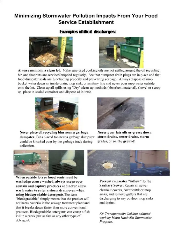 Minimizing Stormwater Pollution Impacts From Your Food Service Establishment
