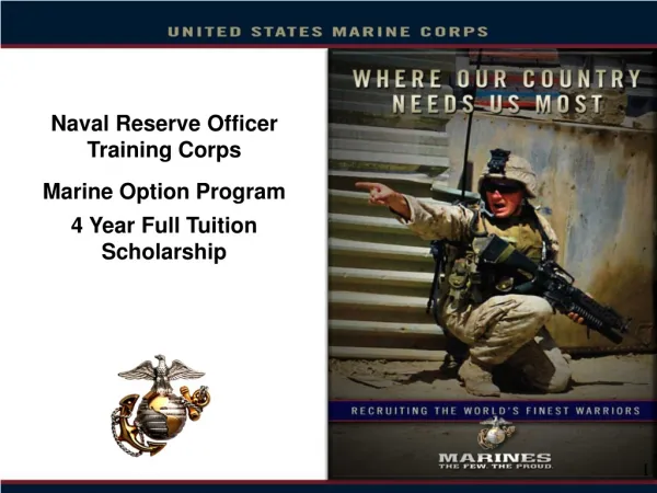 Naval Reserve Officer Training Corps Marine Option Program 4 Year Full Tuition Scholarship