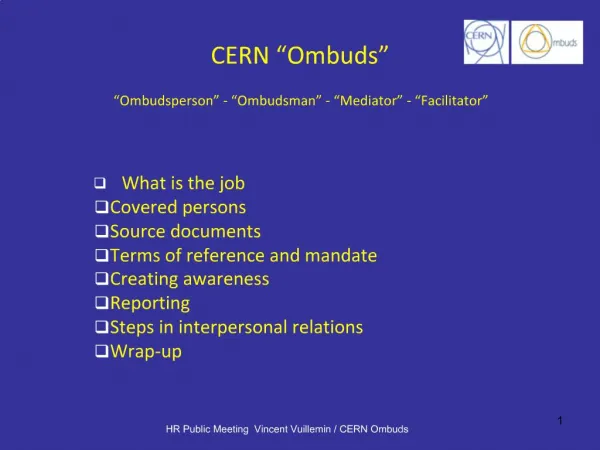 CERN Ombuds Ombudsperson - Ombudsman - Mediator - Facilitator