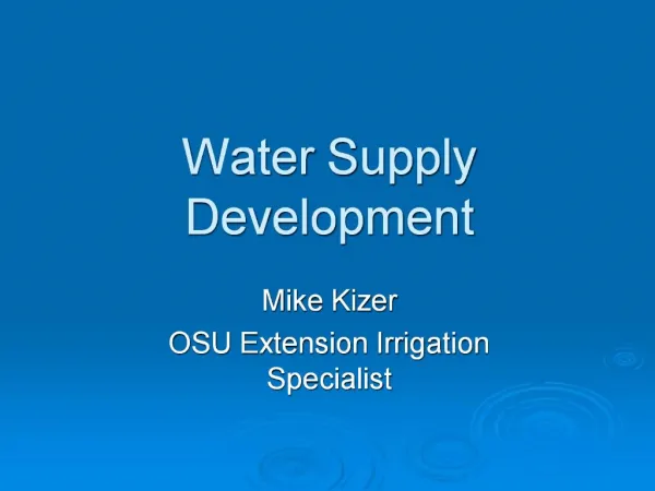Water Supply Development